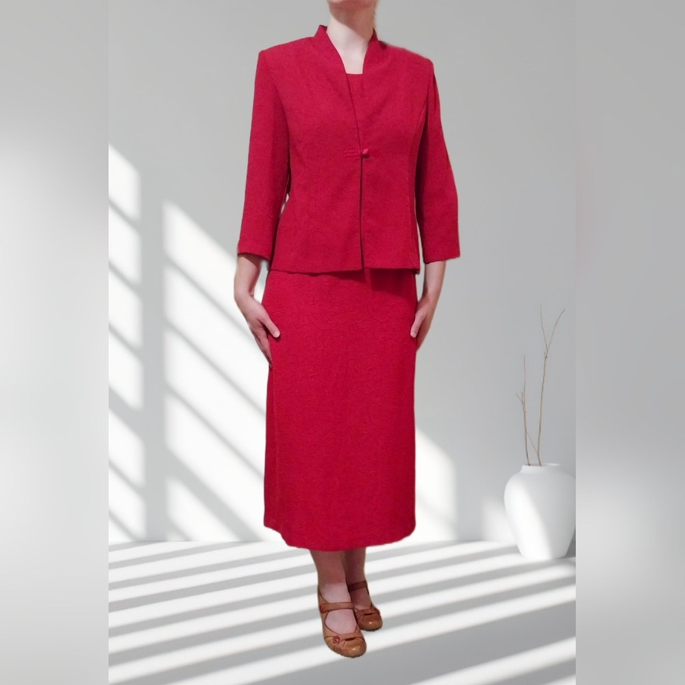 MissDorby Elegant Red 2-Piece Dress Suit Size 10
